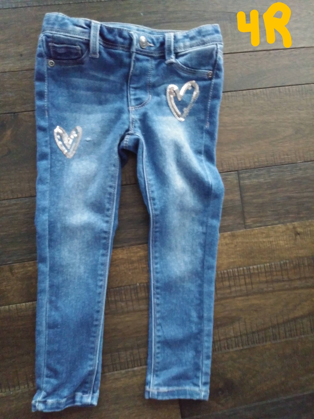 jumping beans Blue Girls Jeans with Silver Heart Sequin Detail